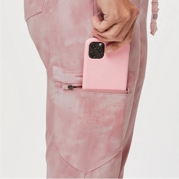 Womens New Figs High Waisted Zamora W Yoga Jogger Scrub Pants Marbled Rose 3XLP - Picture 2 of 11